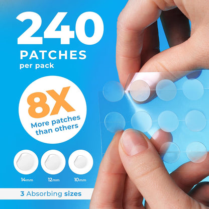 Pimple Patches for Face (240 Patches), Hydrocolloid Acne Patches with Tea Tree Oil, Pimple Patch Pimple Stickers - Hydrocolloid Patch Acne Dots - Acne Pimple Patches for Face - Zit Patches