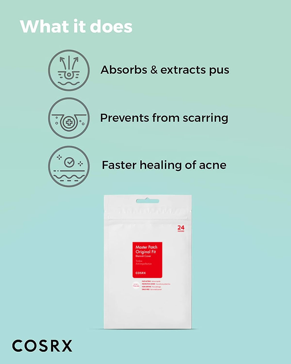 Acne Pimple Patch (96) Absorbing Hydrocolloid Original 3 Size Patches for Blemishes and Zits Cover, Spot Stickers for Face and Body, Not Tested on Animals